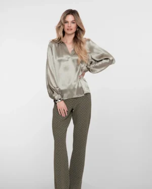 GEISHA Pants jacquard lurex green