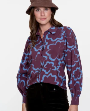 GEISHA Blouse burgundy/blue