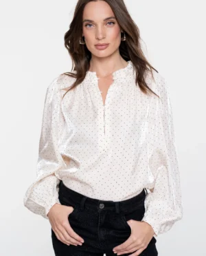 GEISHA Blouse shiny ivory/black