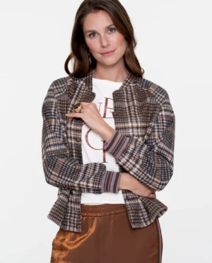 GEISHA Jacket check brown/grey