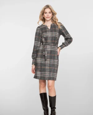 GEISHA Dress check grey/brown