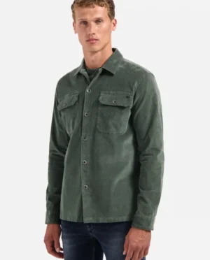 No-Excess Overshirt twill dark green