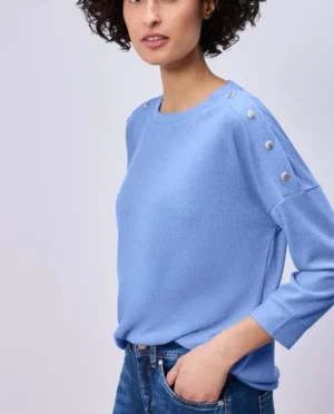 Street One Knit look shirt buttons blue