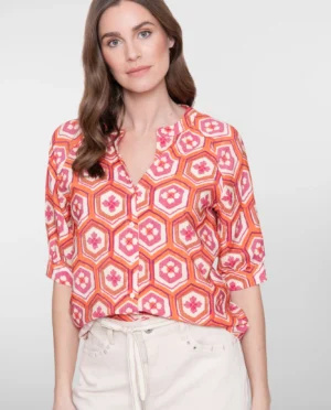 GEISHA Blouse ecru/orange/cassis