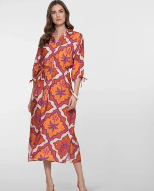 GEISHA Dress ecru/mango/purple