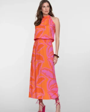 GEISHA Dress halter fuchsia/orange