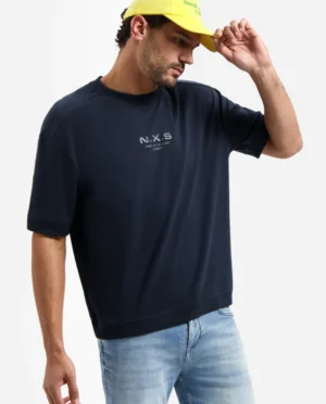 No-Excess T-shirt met boord navy