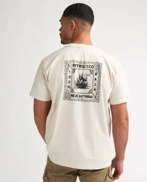 Petrol industries T-shirt backprint sand/black