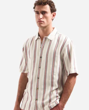No-Excess Overhemd fancy striped coral