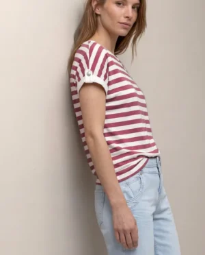 Street One T-shirt deco buttons mauve